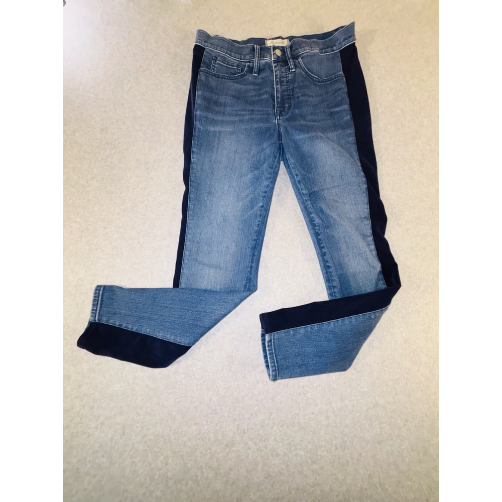 Madewell 9” High Rise Skinny Jeans Size 30 Blue Side Panel Stretch Denim